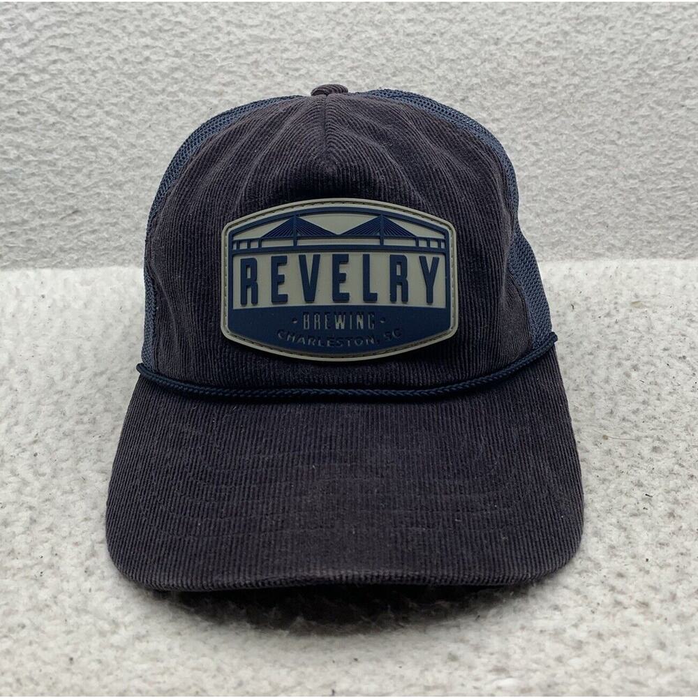 Revelry Brewing Corduroy Trucker Hat‎ Mens Snapback Navy Blue Charleston SC Beer